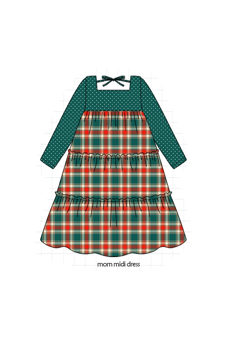 Forest Merry Christmas Plaid Mom&me Dress