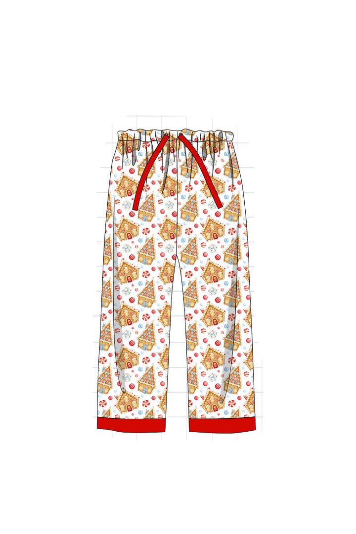 Christmas Gingerbread House Print Women Pajamas Pants