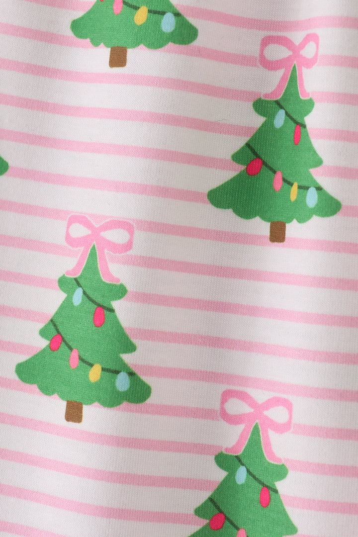 Green Christmas Tree Print Ruffle Mom Pajamas Pants