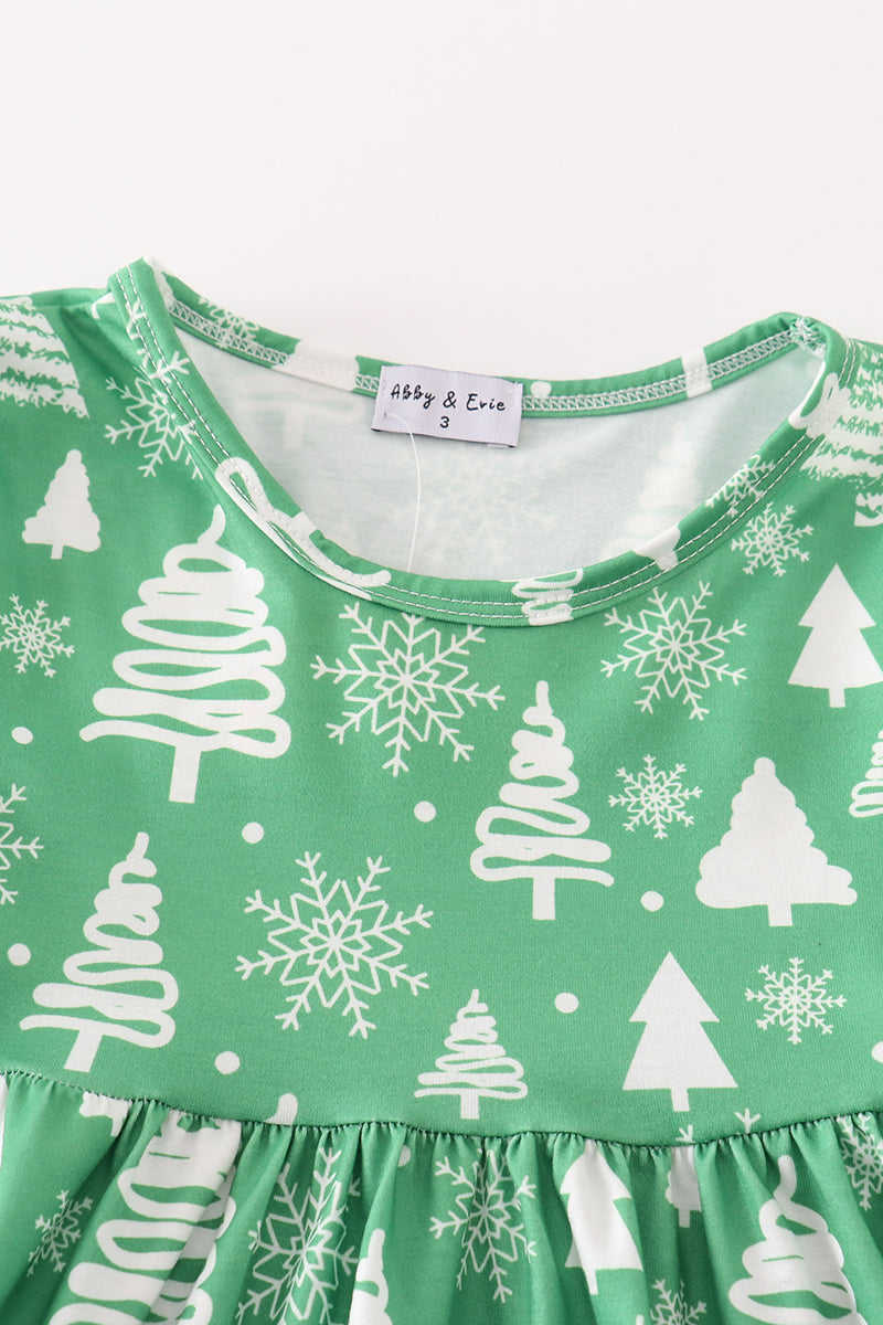 Green Christmas Tree Ruffle Dress