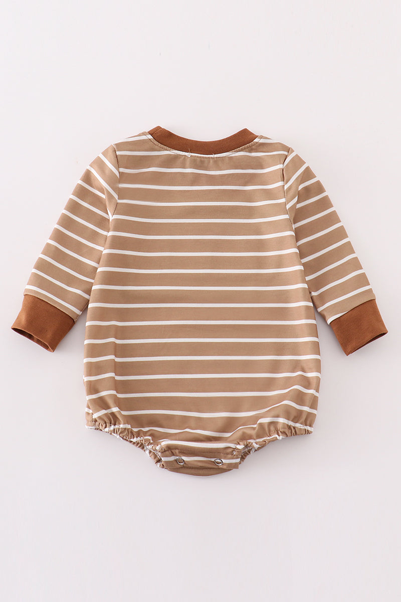 Brown Stripe Antler Embroidery Boy Bubble