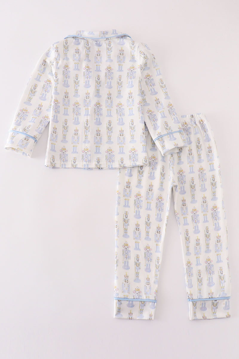 Blue Nutcracker Print Boy Pajamas Set