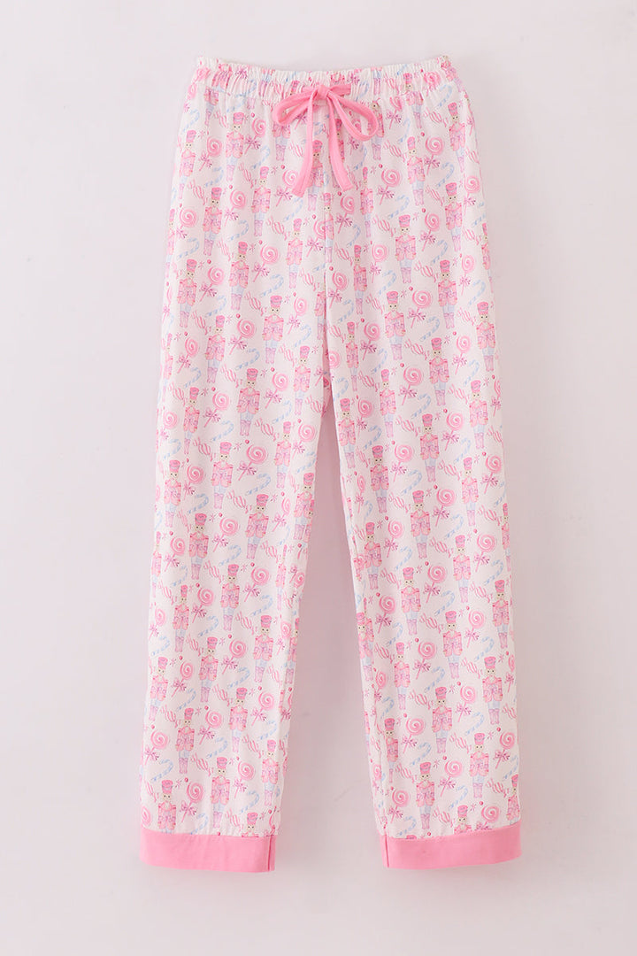 Pink Nutcracker Print Women Pajamas Pants