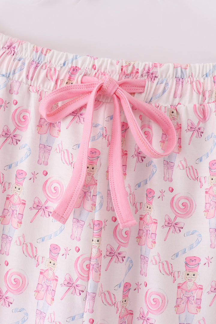 Pink Nutcracker Print Women Pajamas Pants