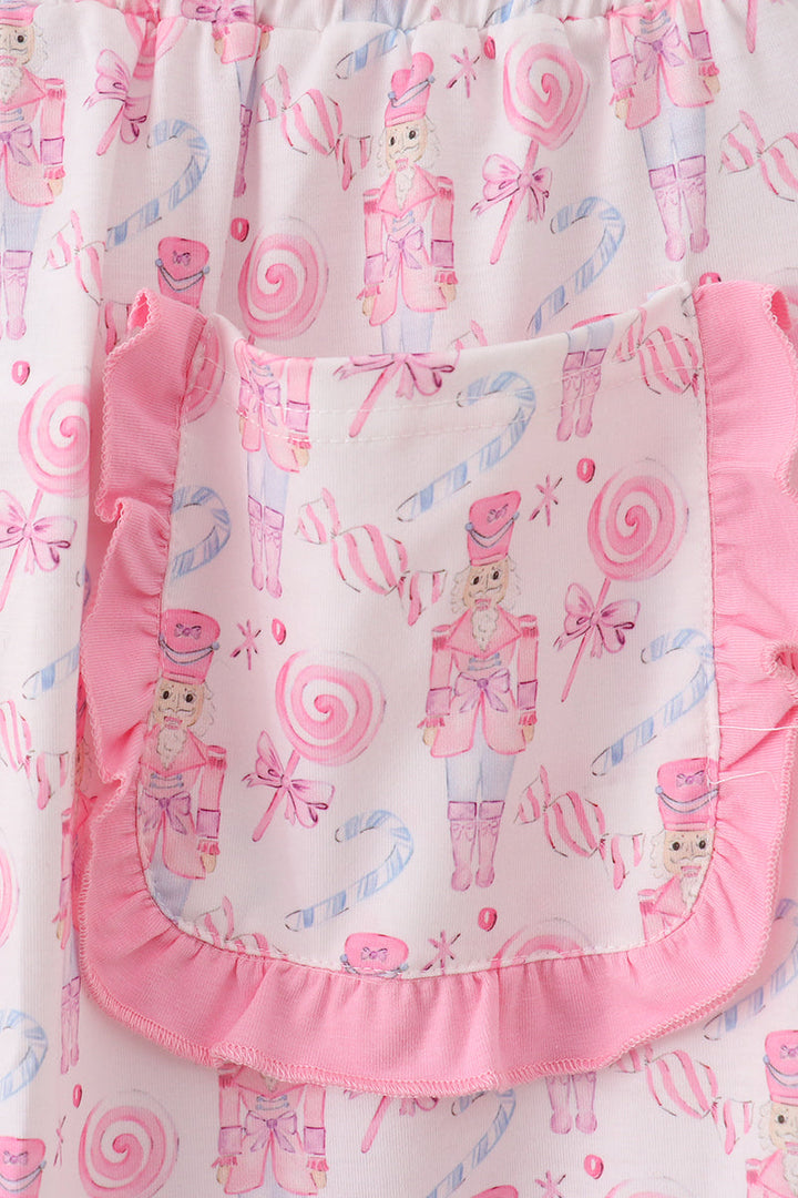 Pink Nutcracker Print Women Pajamas Pants