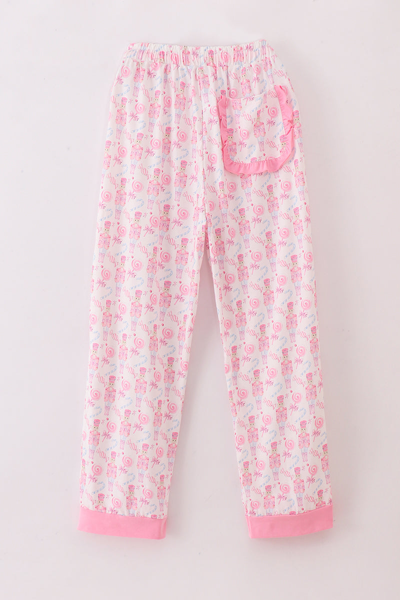 Pink Nutcracker Print Women Pajamas Pants