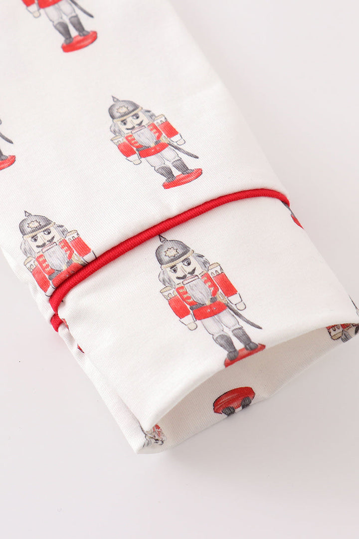 Red Nutcracker Print Ruffle Boy Pajamas Set