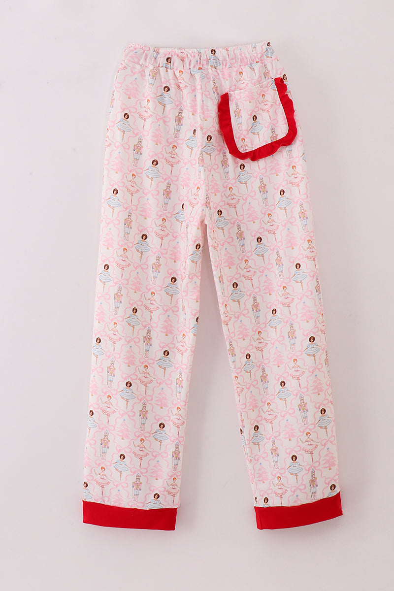 Red Nutcracker Print Women Pajamas Pants