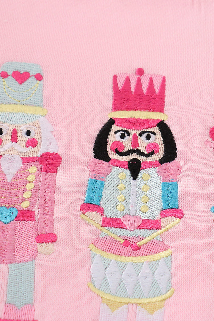 Pink Nutcracker Embroidery Mom&me Fleece Sweatshirt