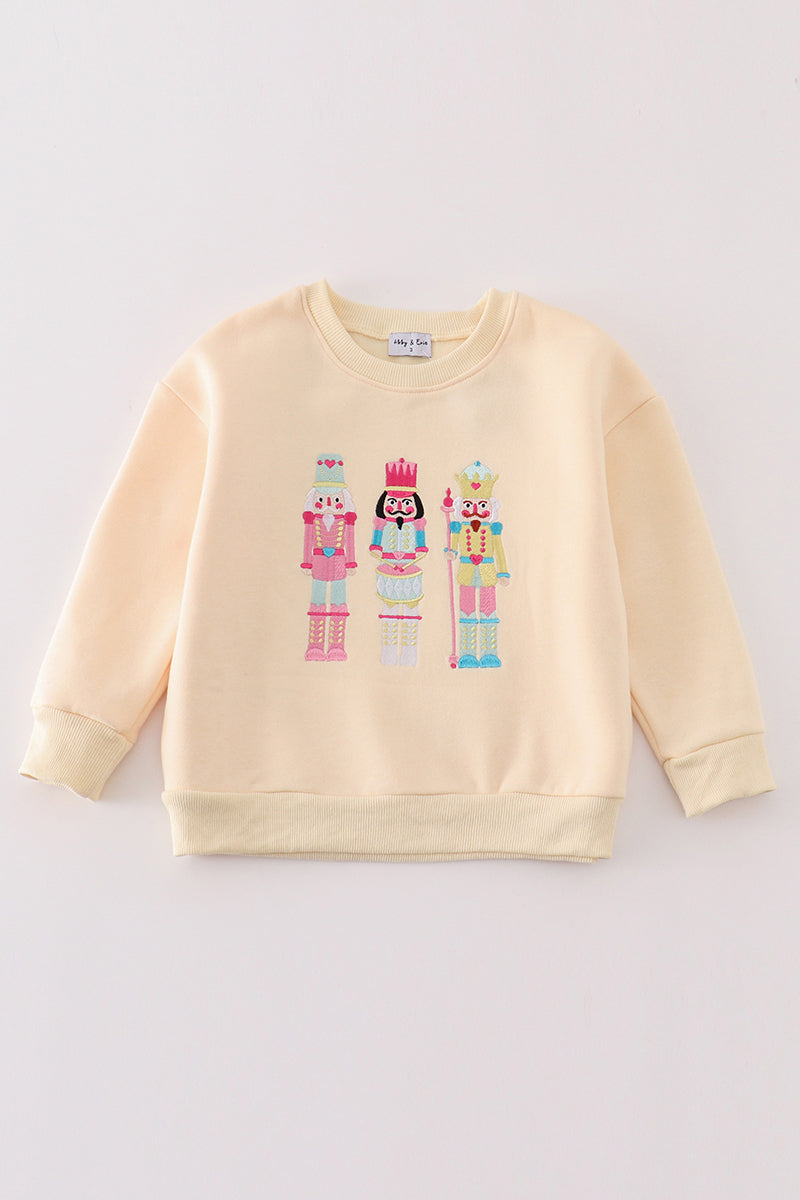 Yellow Nutcracker Embroidery Mom&me Fleece Sweatshirt