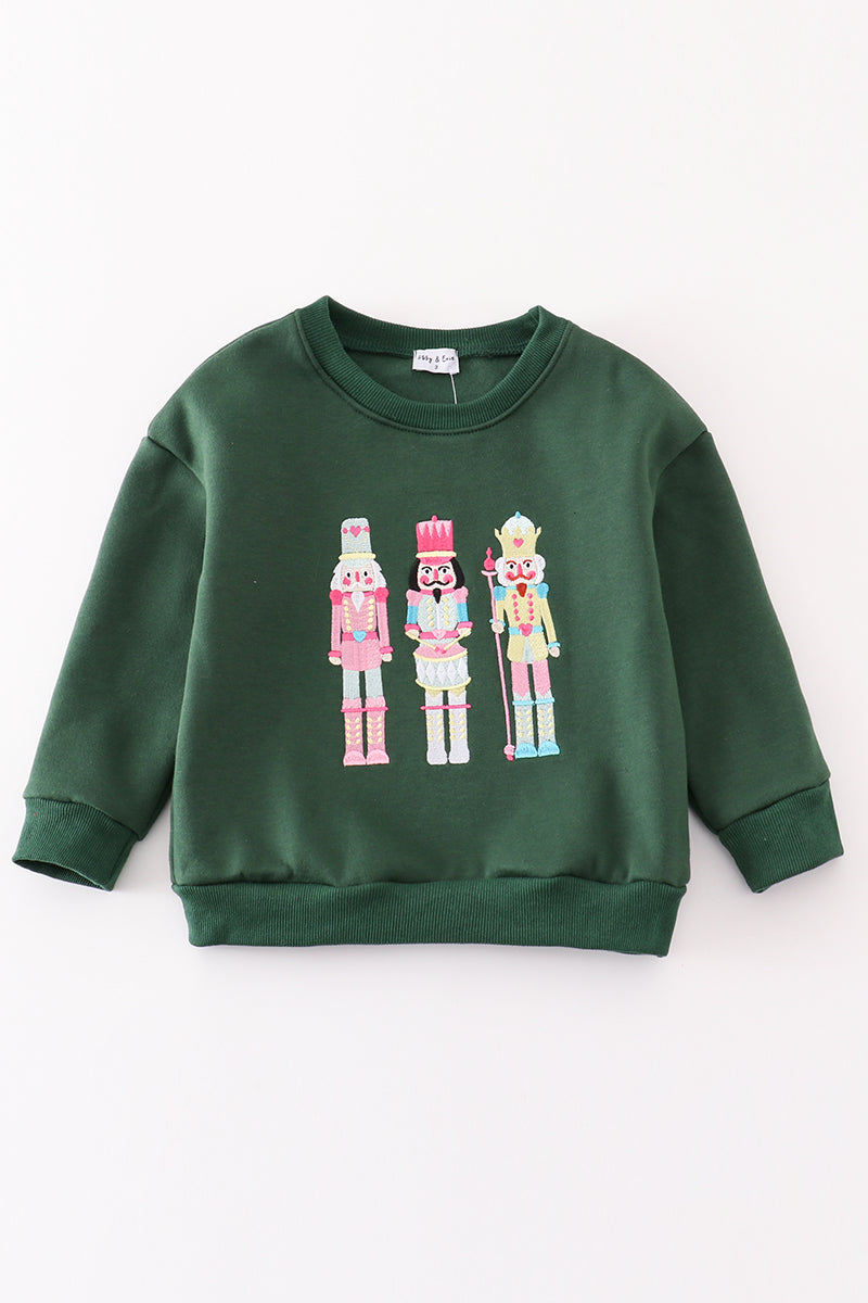 Green Nutcracker Embroidery Mom&me Fleece Sweatshirt