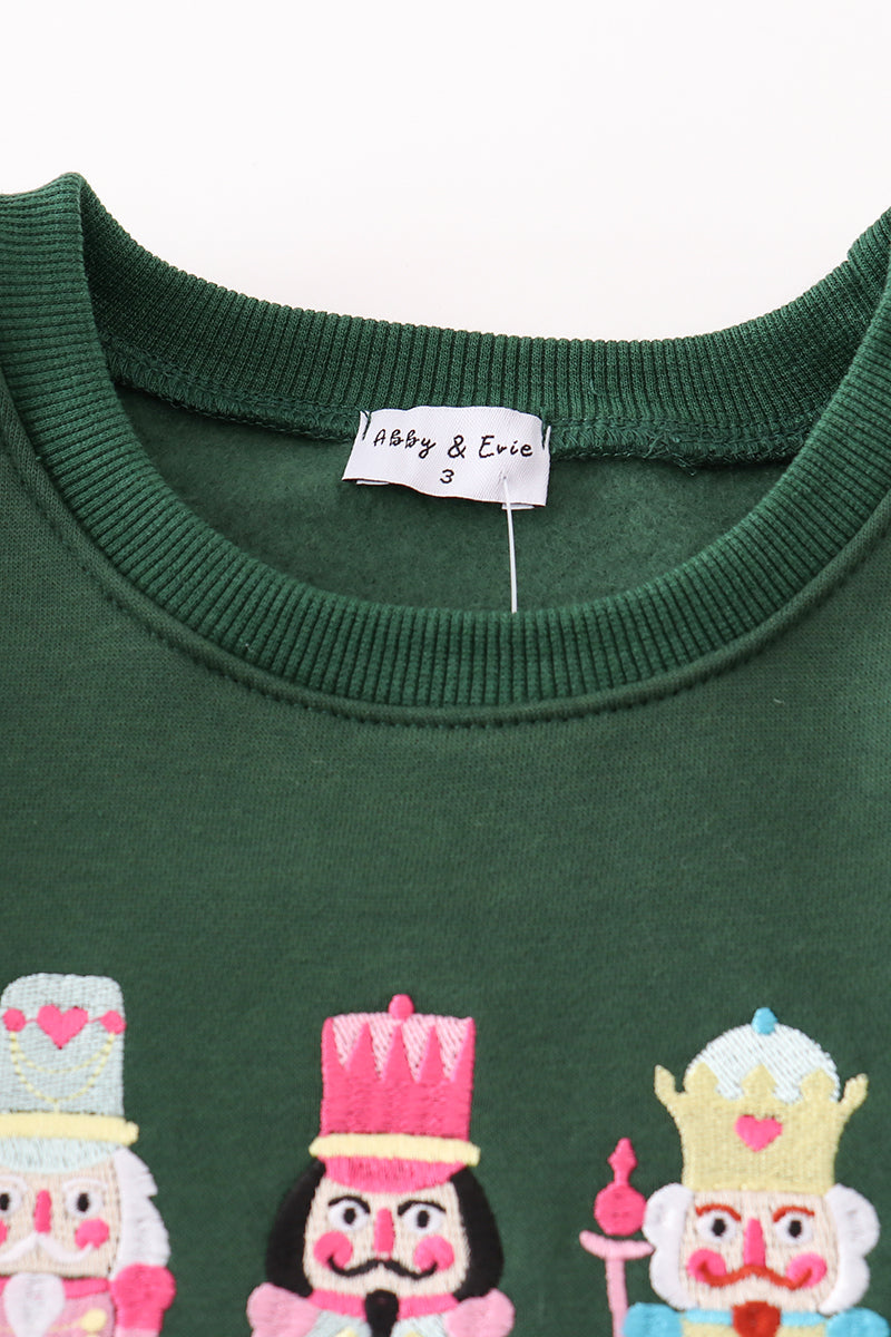 Green Nutcracker Embroidery Mom&me Fleece Sweatshirt