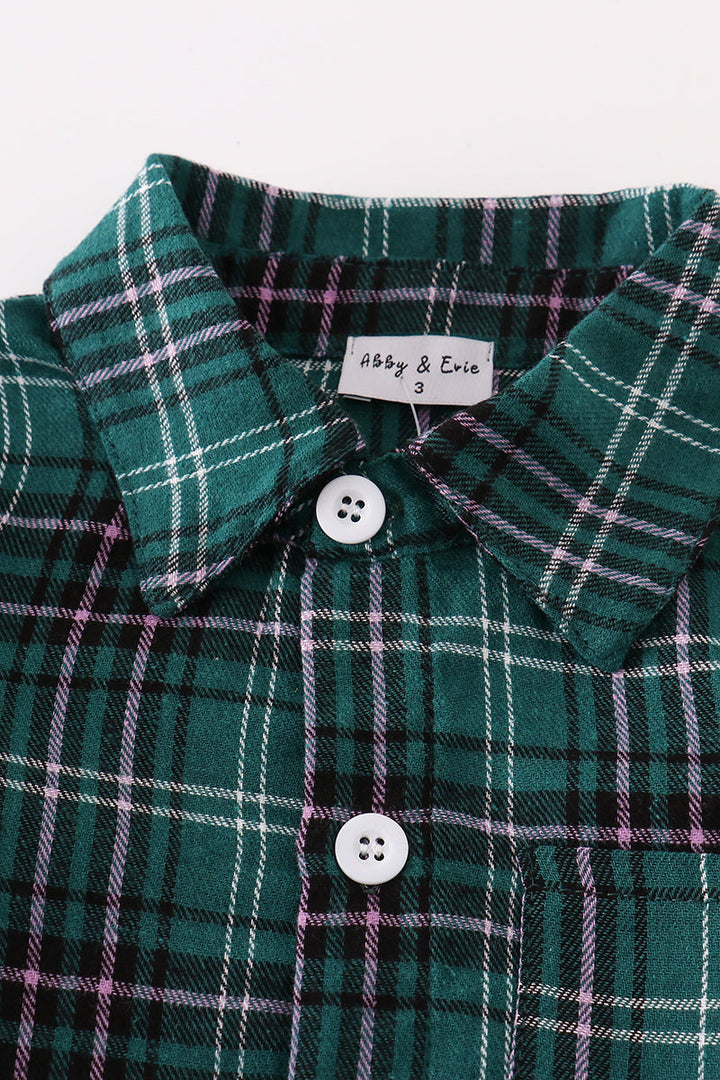 Green Plaid Boy Button Down Shirt