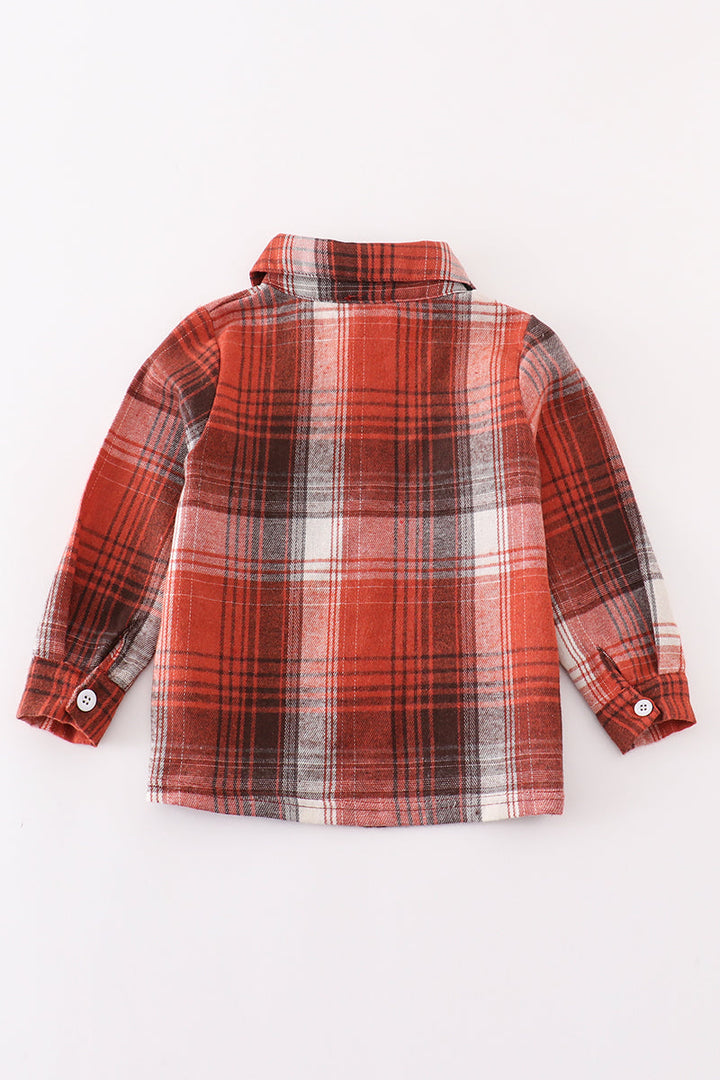 Rust Plaid Boy Button Down Shirt