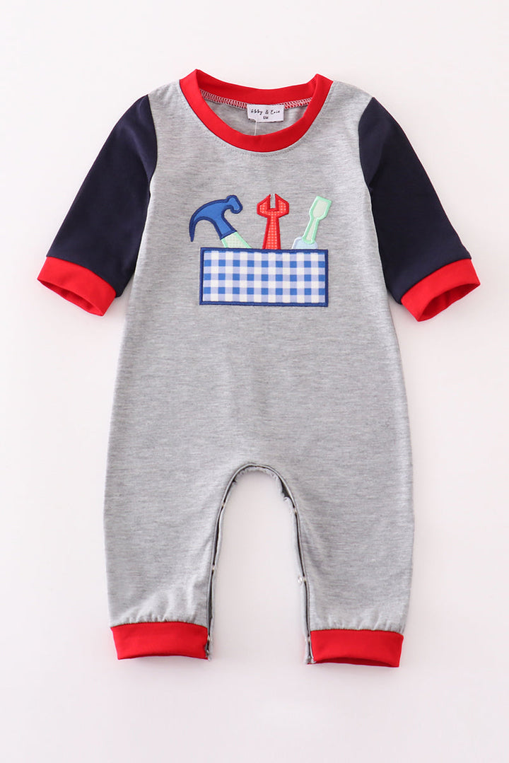 Grey Toolbox Applique Boy Romper