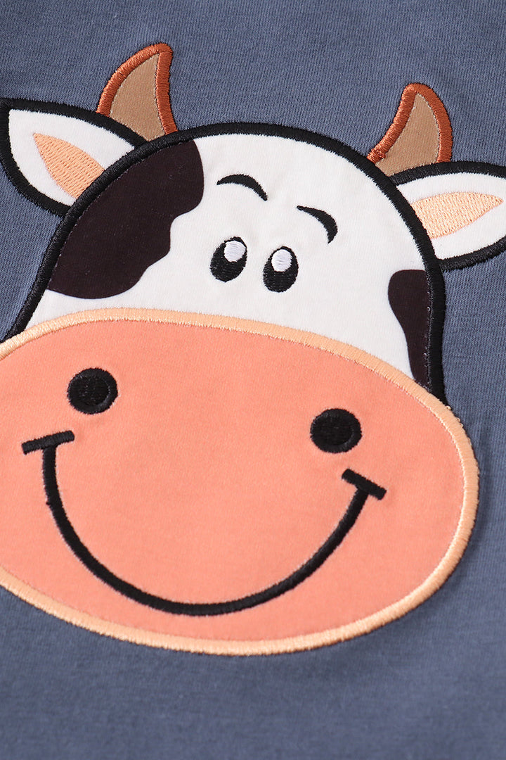 Blue Cow Applique Boy Set