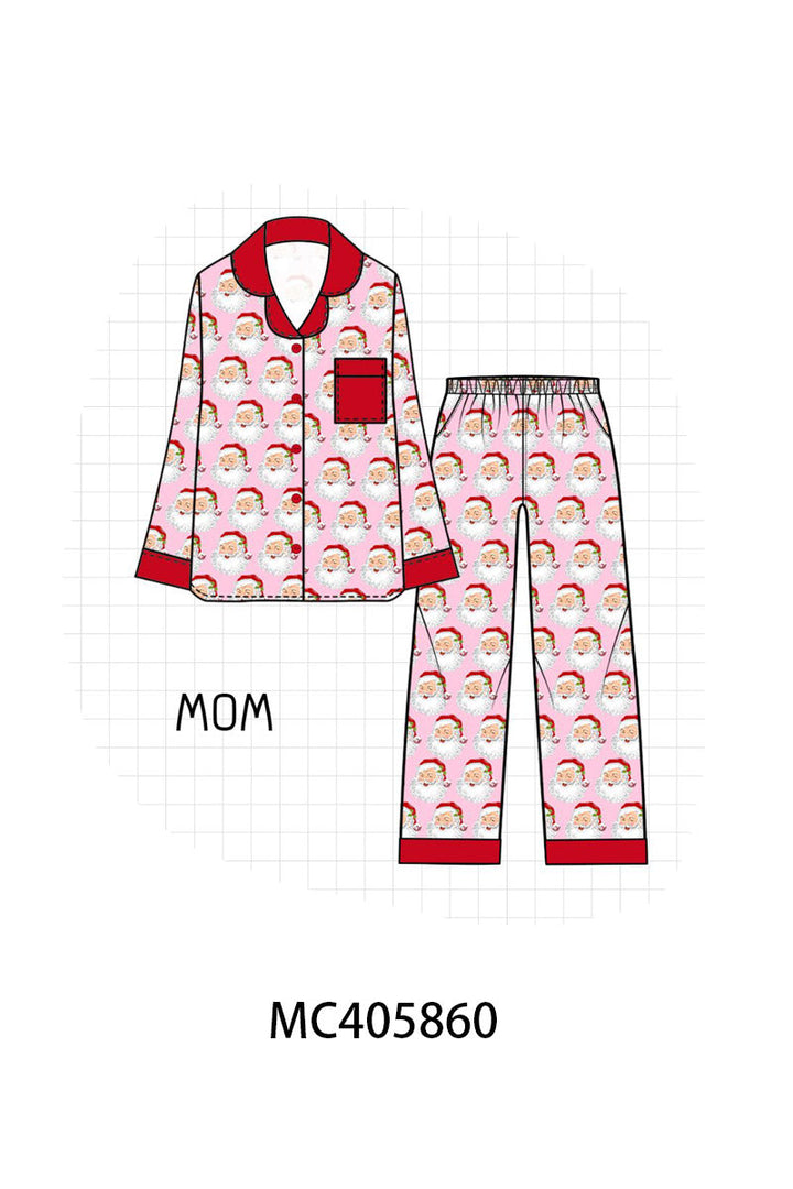 Pink Christmas Santa Claus Women Pajamas Set