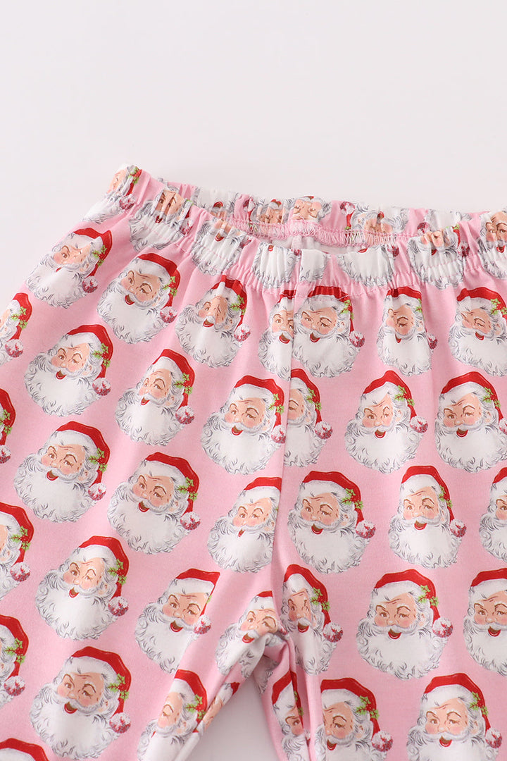 Pink Christmas Santa Claus Girl Pajamas Set