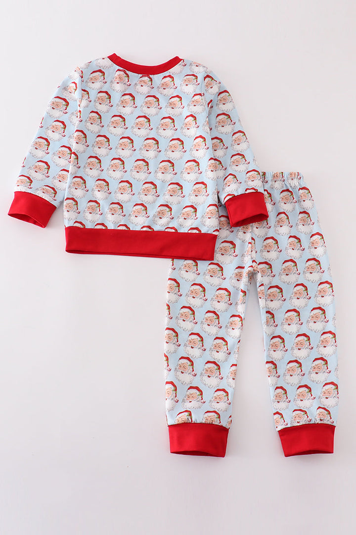 Blue Christmas Santa Claus Boy Pajamas Set