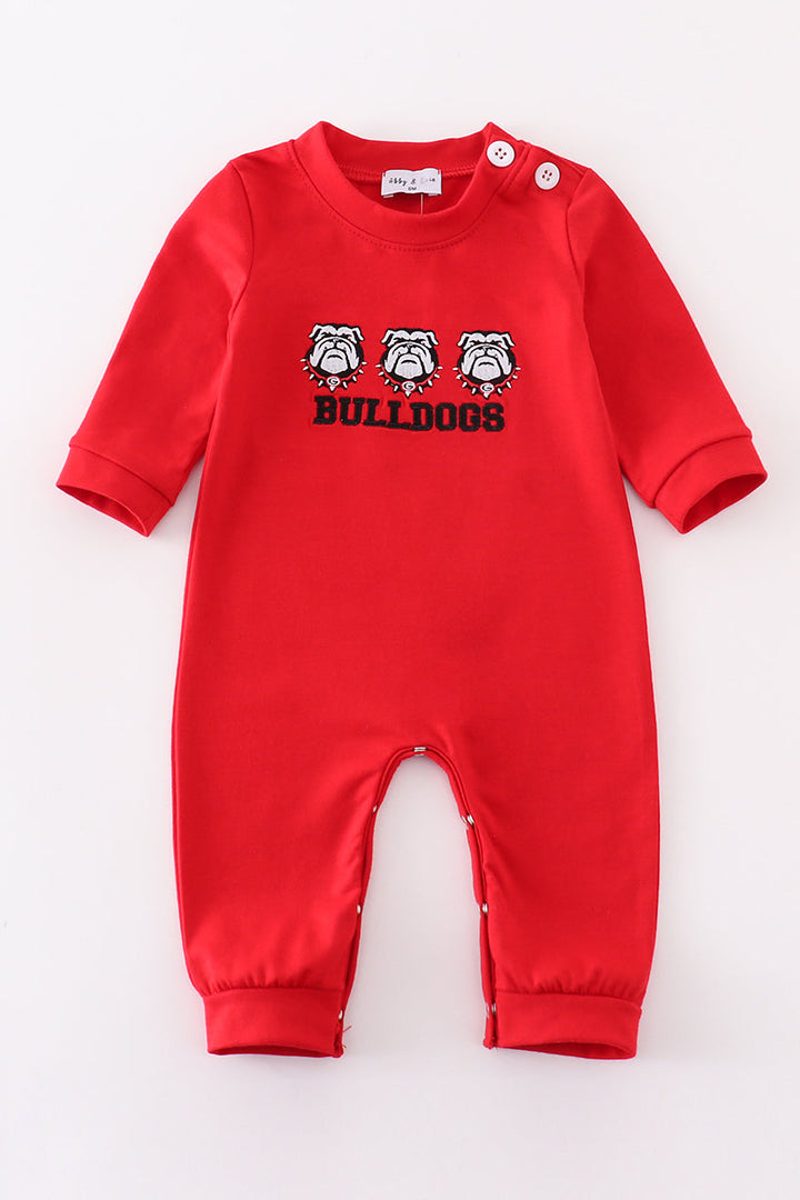 Red Bulldogs Embroidery Boy Romper