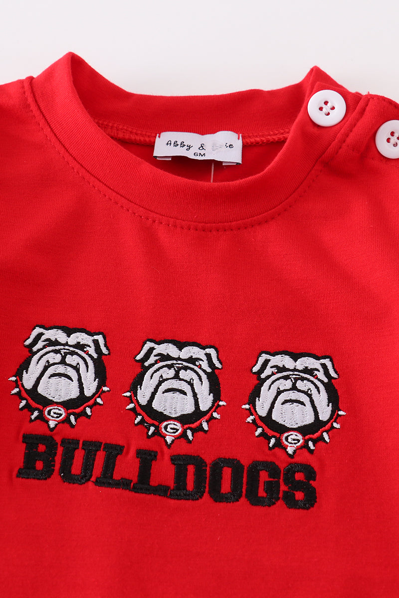 Red Bulldogs Embroidery Boy Romper