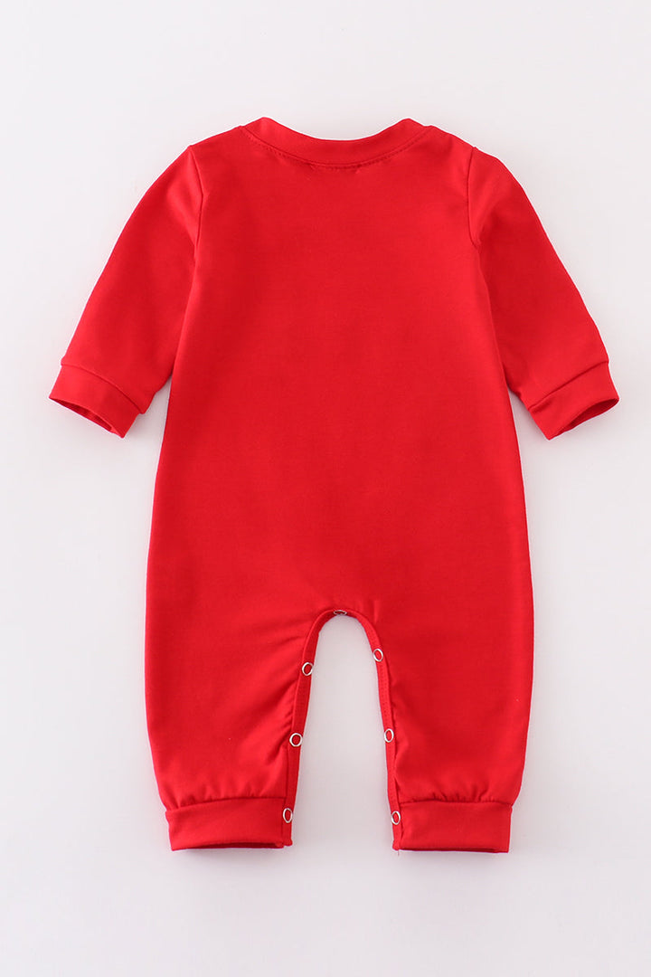 Red Bulldogs Embroidery Boy Romper