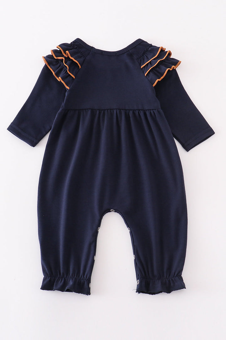 Navy War Eagle Embroidery Girl Romper