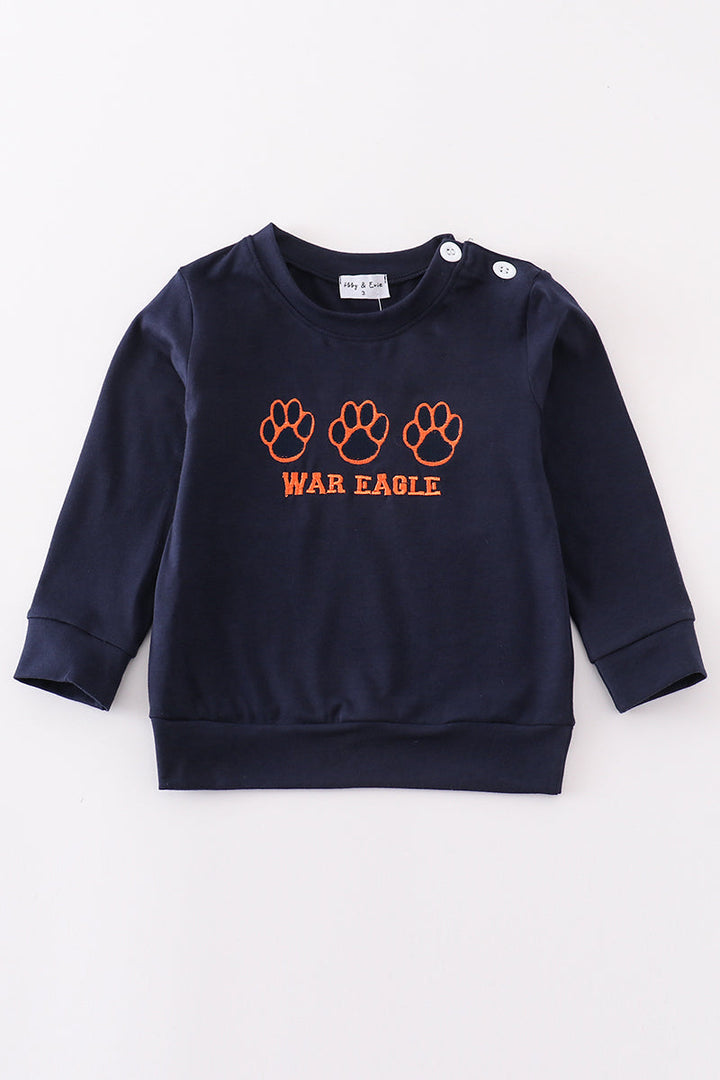 Navy War Eagle Embroidery Boy Top