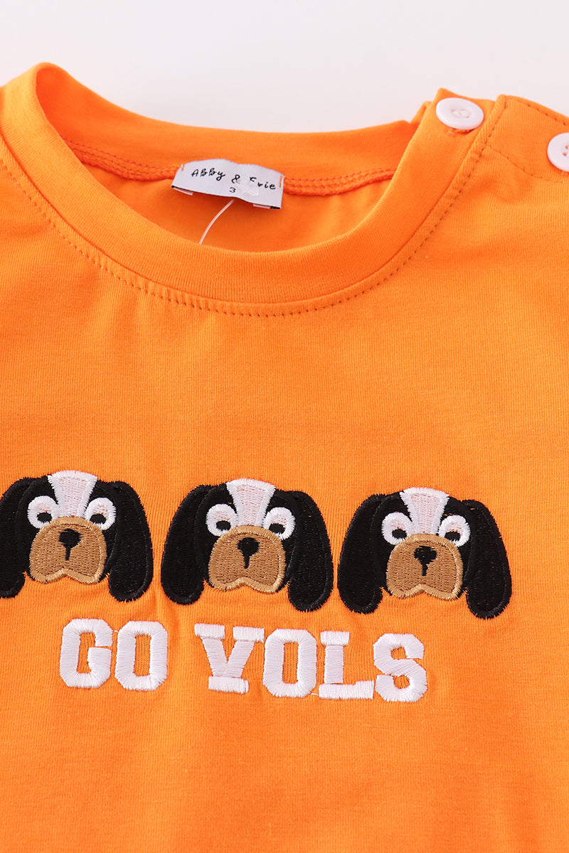 Orange Go Vols Embroidery Boy Top