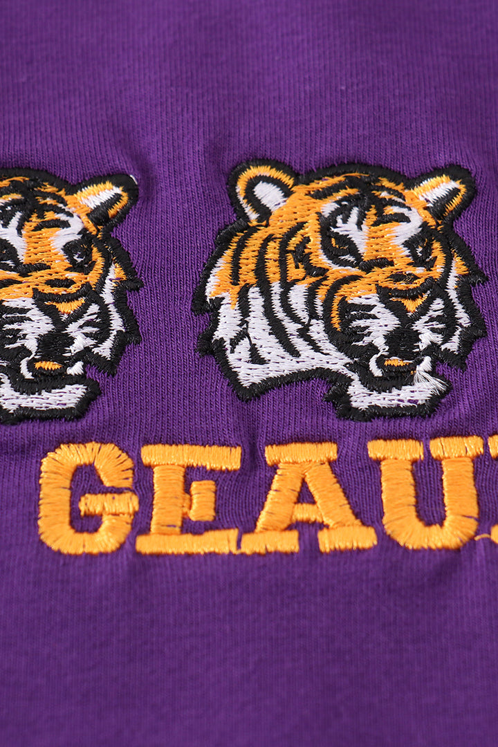 Purple Geaux Embroidery Boy Romper