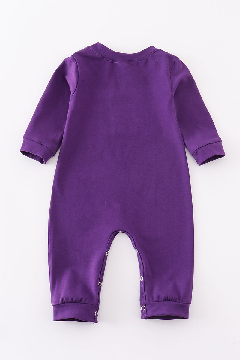 Purple Geaux Embroidery Boy Romper