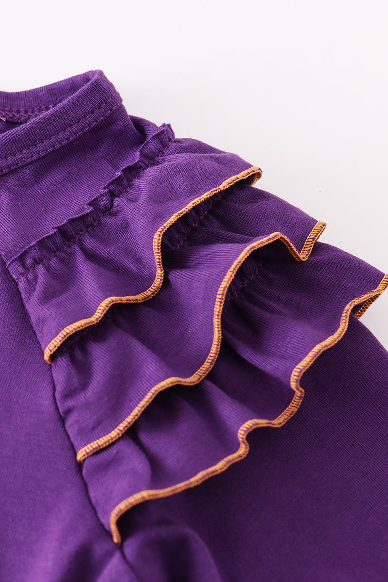 Purple Geaux Embroidery Girl Ruffle Top