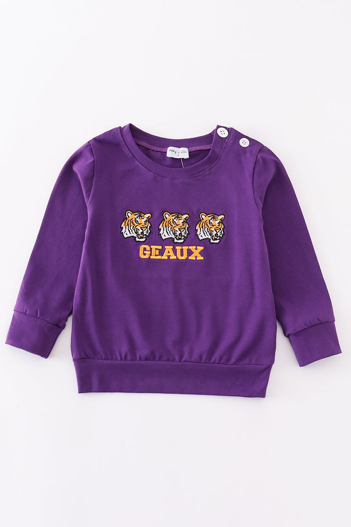 Purple Geaux Embroidery Boy Top