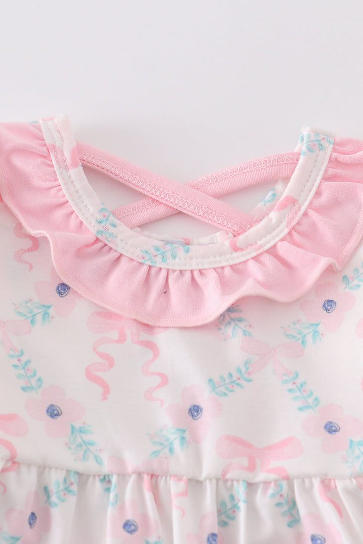 Pink Floral Ruffle Girl Bubble