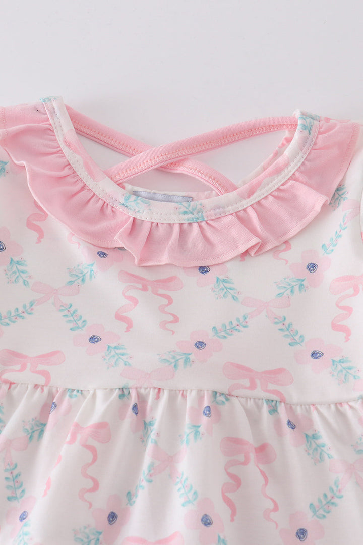 Pink Floral Ruffle Girl Set