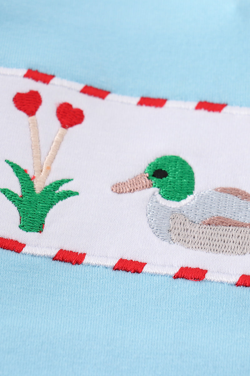 Blue Valentine Duck Embroidery Boy Set