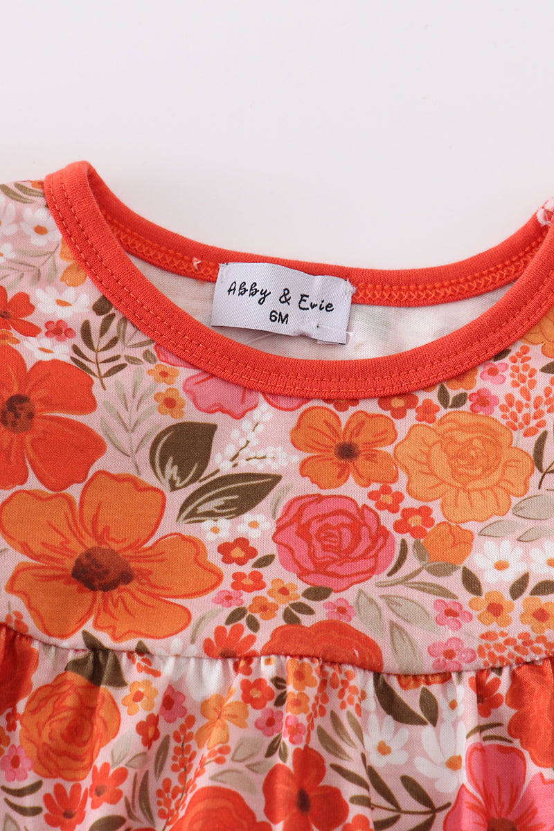 Fall Floral Print Ruffle Bubble