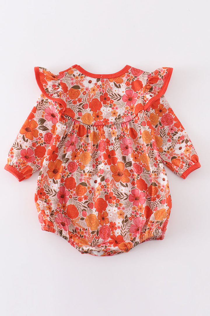 Fall Floral Print Ruffle Bubble