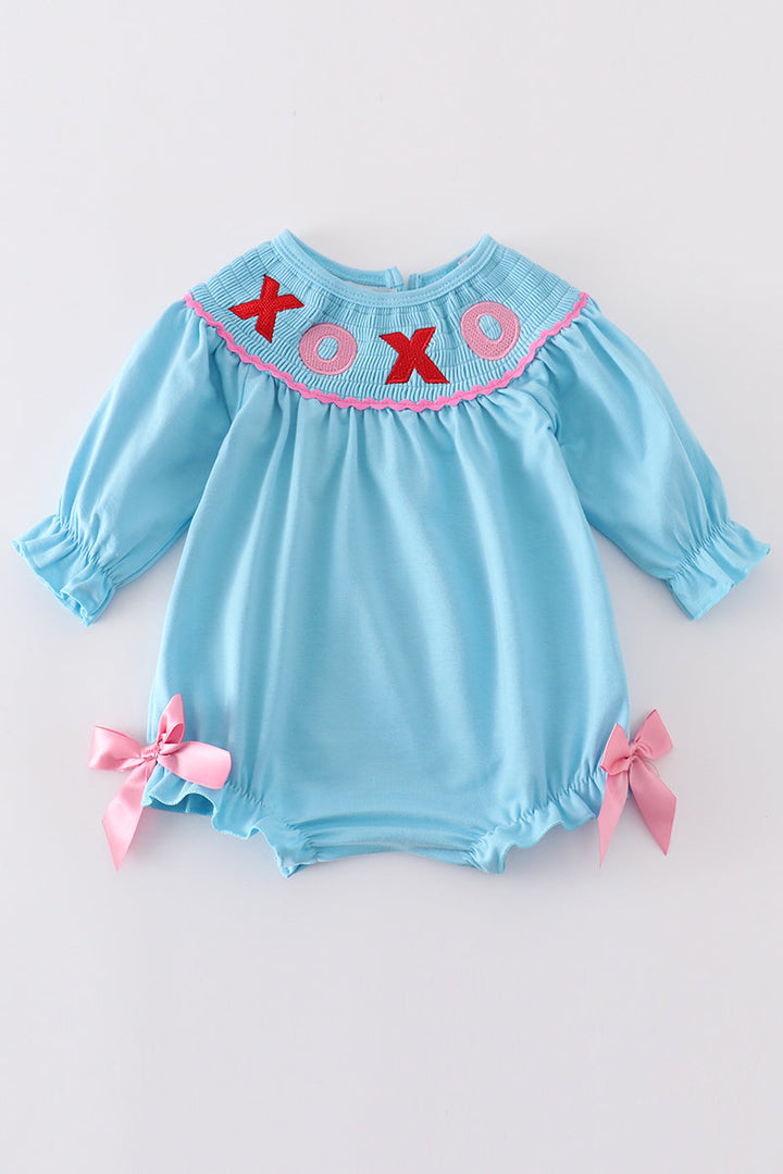 Blue Valentine Xoxo Smocked Girl Bubble