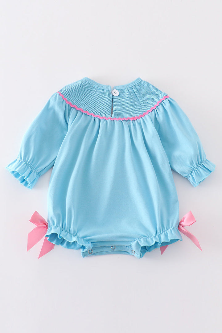 Blue Valentine Xoxo Smocked Girl Bubble