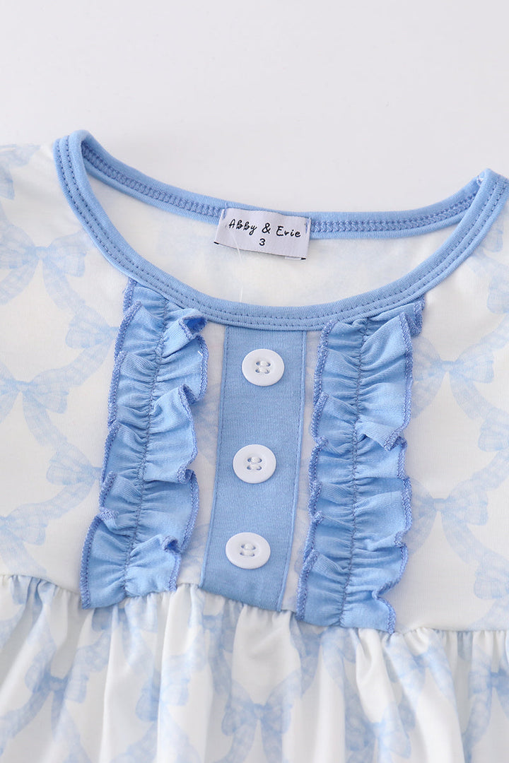 Blue Bow Girl Pants Set