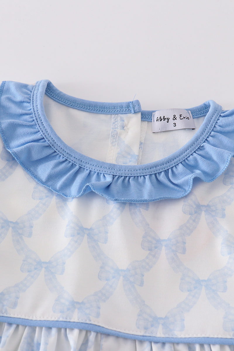 Blue Bow Ruffle Dress