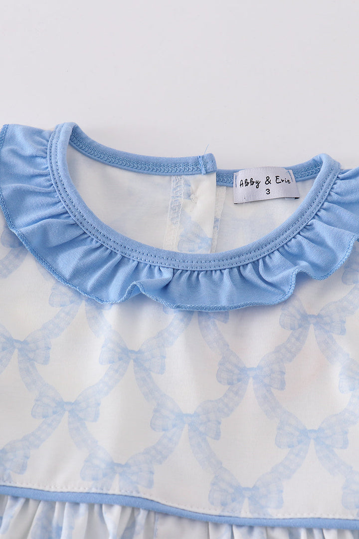 Blue Bow Ruffle Dress