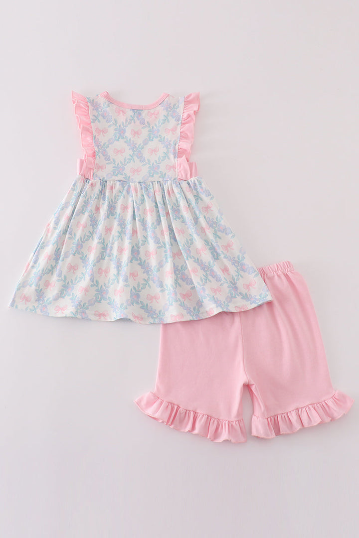 Pink Bow Print Girl Set