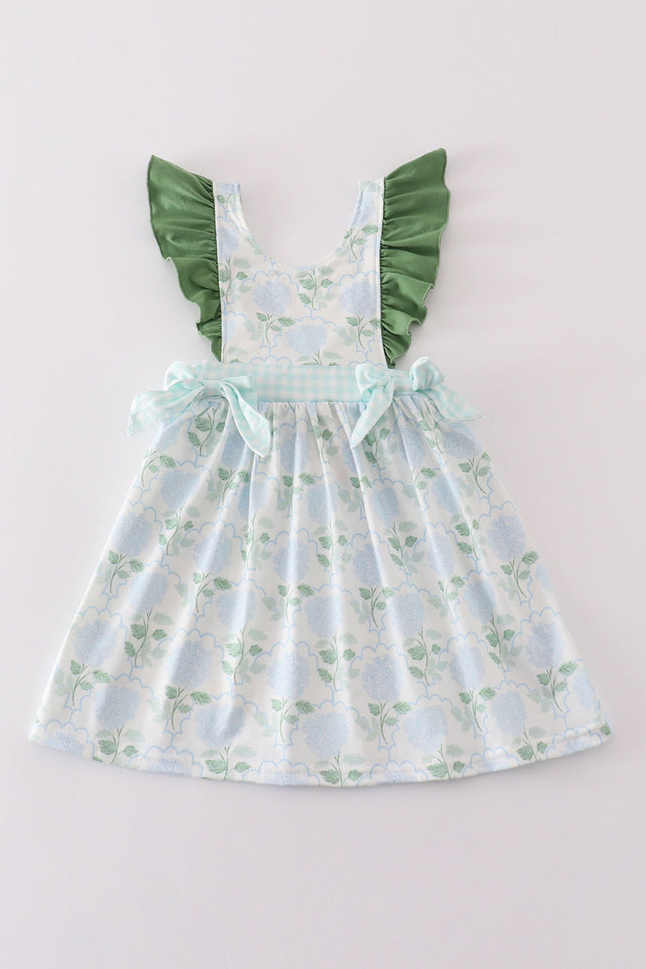 Green Botanical Print Girl Dress