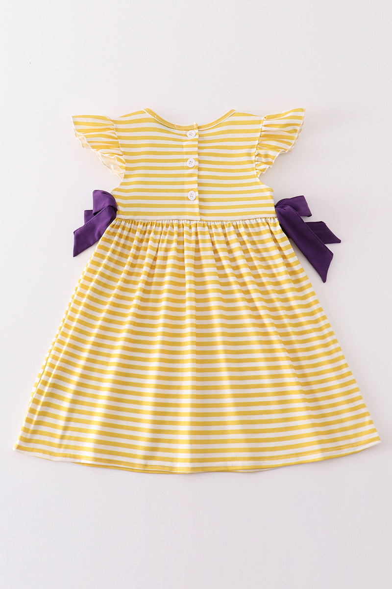 Yellow Tiger Embroidery Lsu Dress