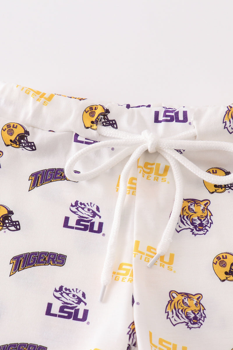 Yellow Tiger Embroidery Lsu Boy Set