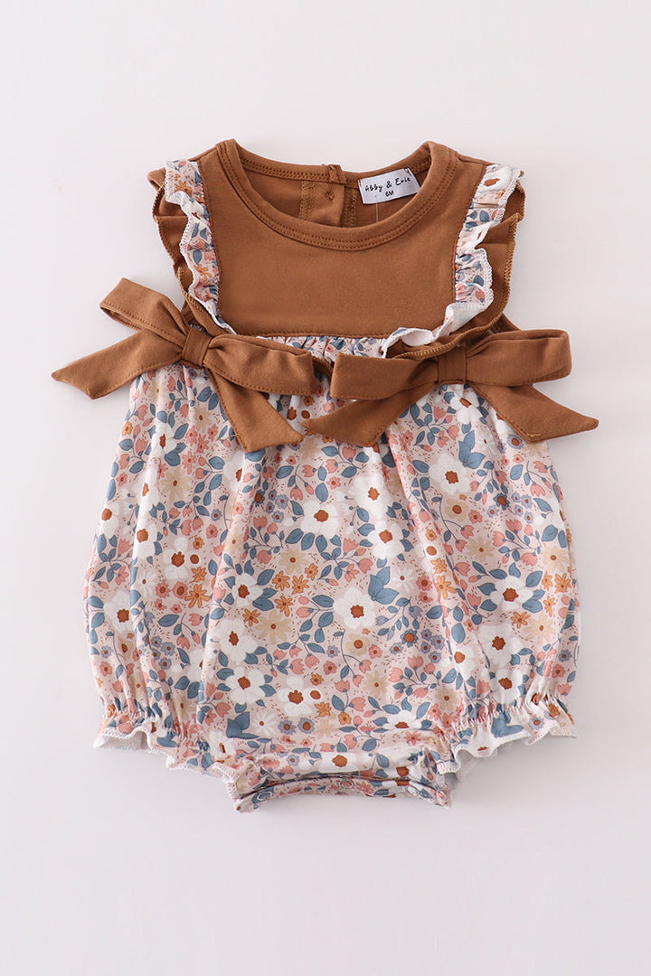 Brown Floral Print Girl Bubble