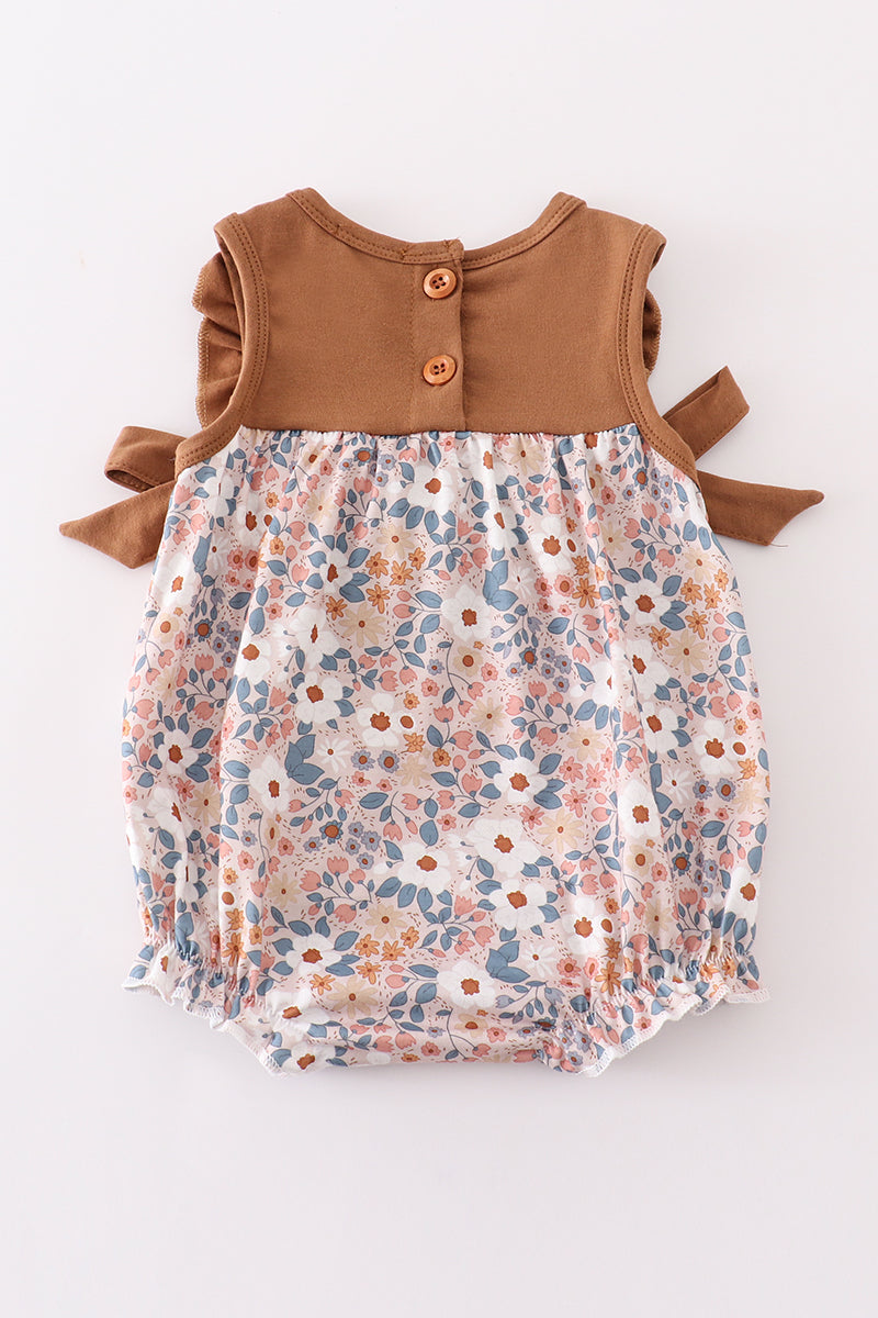 Brown Floral Print Girl Bubble