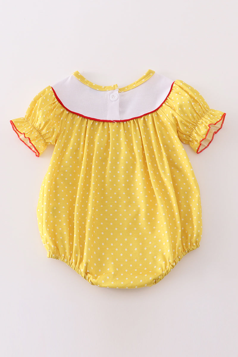 Yellow Dot Charactor Embroidery Girl Bubble